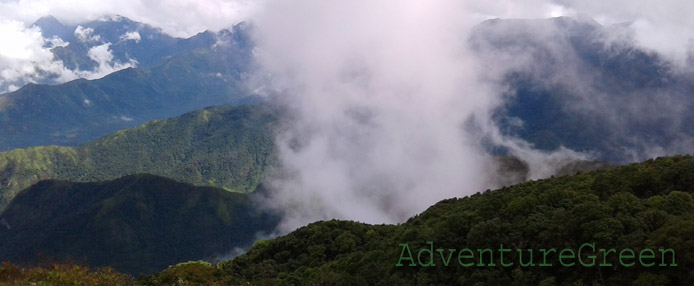 Scenic mountains on the trek to Bach Moc Luong Tu