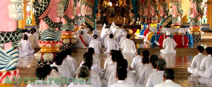 A mass at the Cao Dai Temple at Tay Ninh, Vietnam