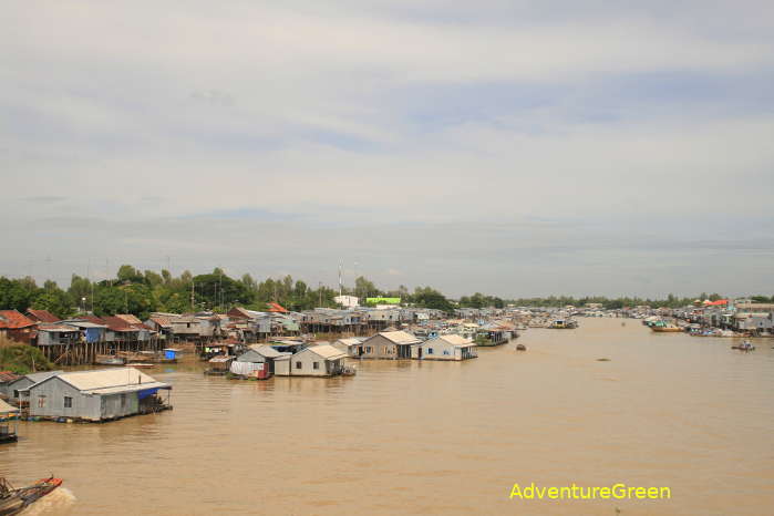 A floating village on the Mekong River at Chau Doc, An Giang Province, Vietnam