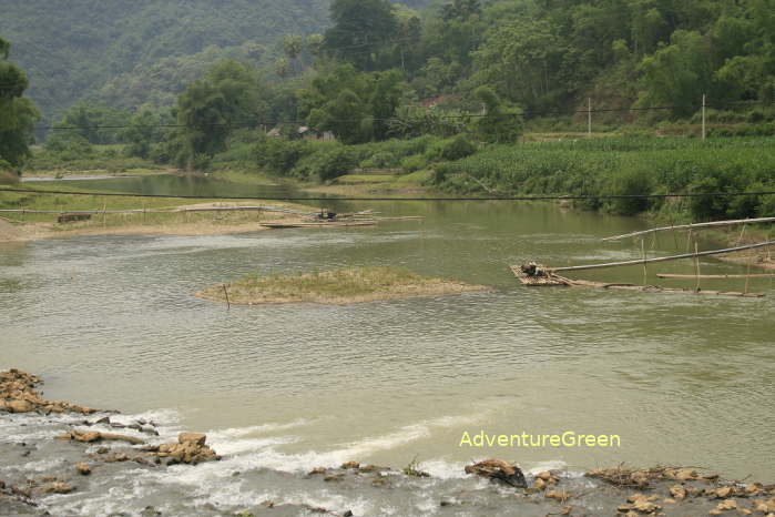 The Puoc Lom Jetty on the Nang River near Cho Ra Township where our adventure tour of Ba Be National Park starts