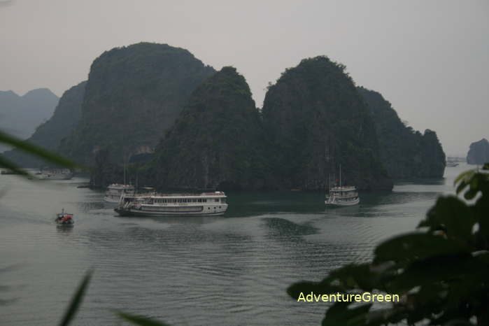 View of the Bo Nau Cave on Halong Bay Vietnam