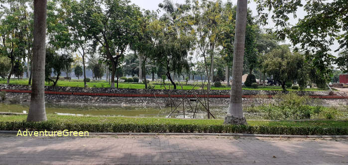 Stork Island in the city central park of Hung Yen City, Vietnam