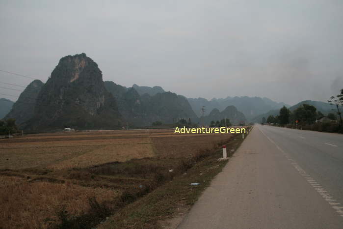 Scenic mountains by Route 1A at Chi Lang Lang Son Vietnam