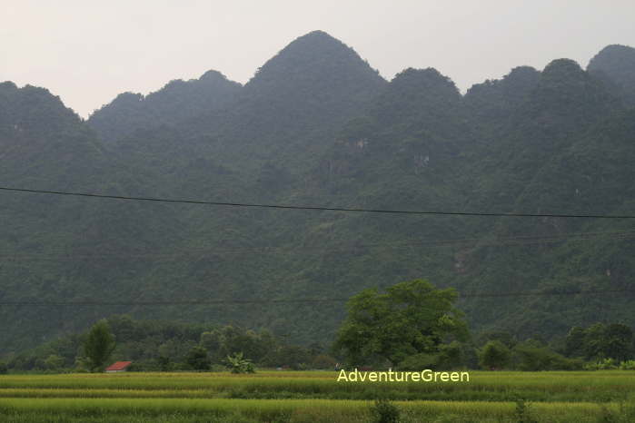 Scenic limestone mountains at Huu Lien, Huu Lung District, Lang Son Province, Vietnam