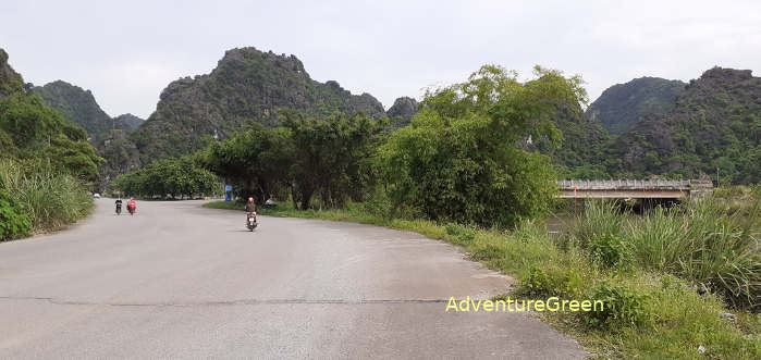A scenic road at Tam Coc where you can travel to the Cuc Phuong National Park