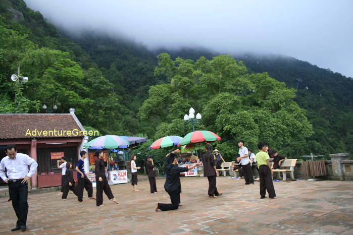 A martial arts class at the Yen Tu Pagoda