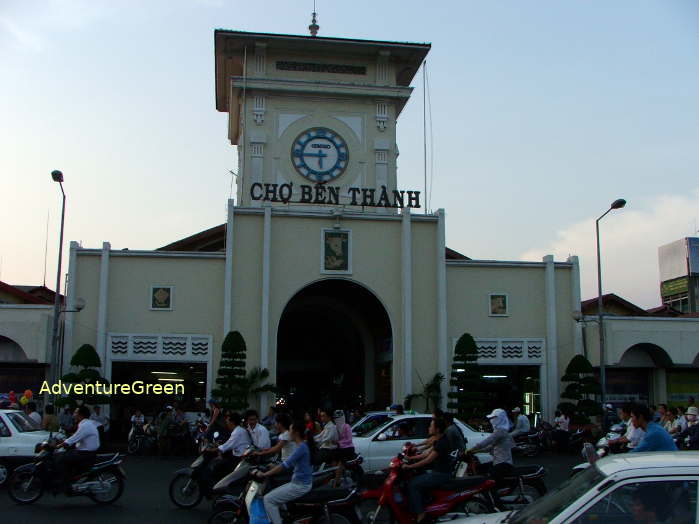 Traffic in front of the Ben Thanh Market in Saigon Ho Chi Minh City Vietnam