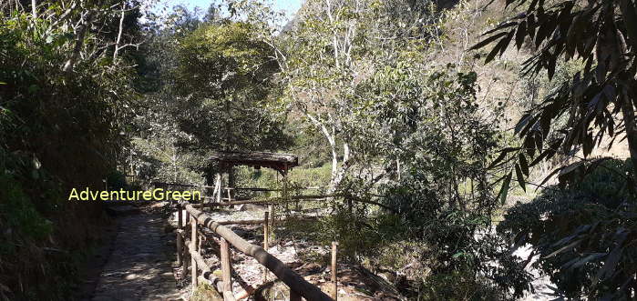 Hiking path by the river at the Cat Cat Waterfall