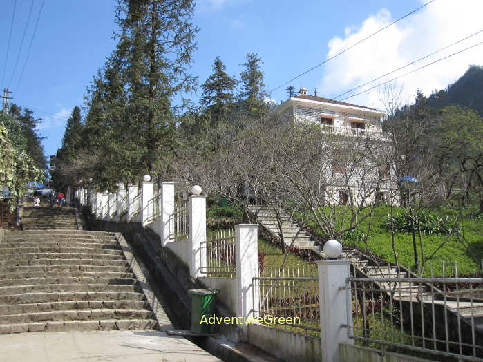 A French villa in Sapa on a beautiful spring day with blue sky