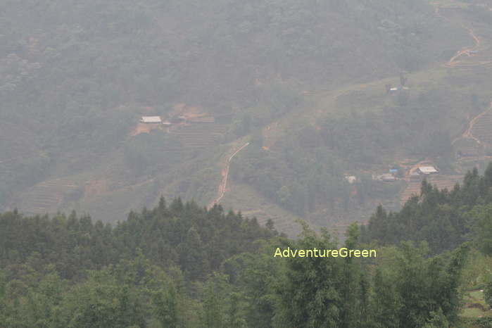 Forest and mountains at the Seo Trung Ho Village in Sapa Vietnam