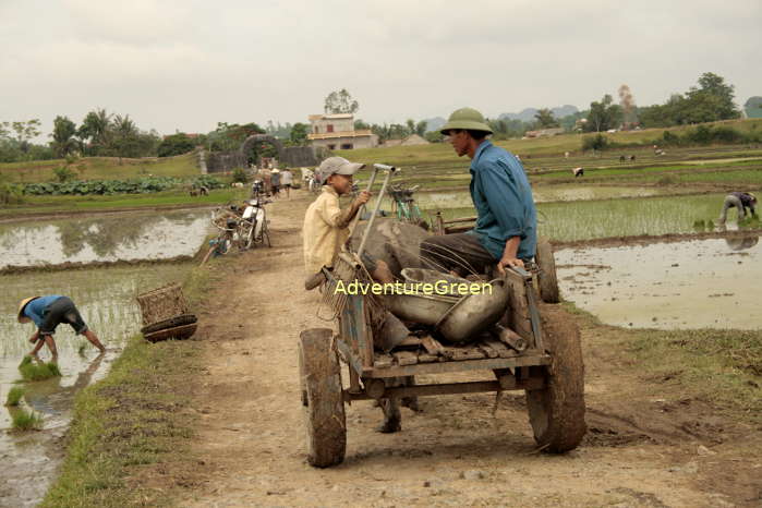 Farm work at the Ho Family Citadel in Thanh Hoa Vietnam