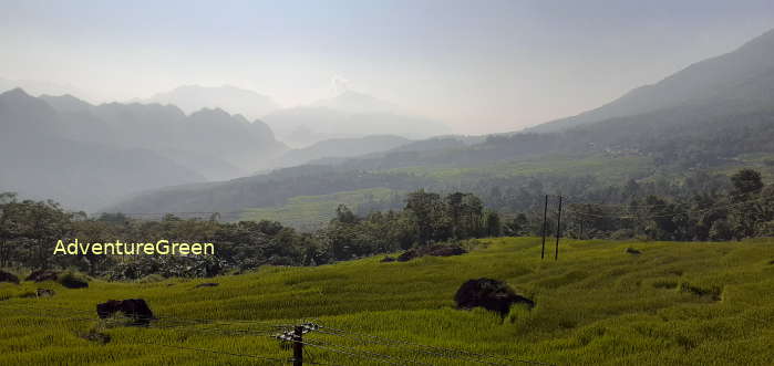 Rice terraces and mountains at the Pu Luong Nature Reserve