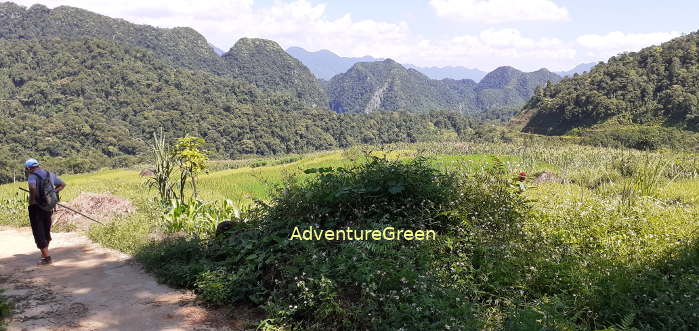 A hiking path with nice mountain views