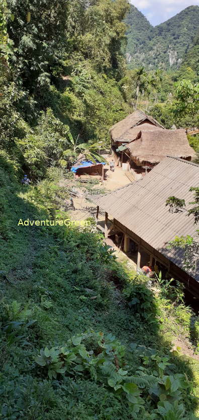 A trekking trail on the edge of a village at Pu Luong