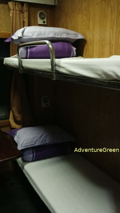 A 4-sleeper cabin on the overnight train between Hanoi and Lao Cai Vietnam