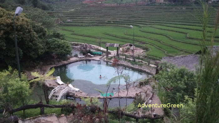 A lovely swimming pool at a hotspring in Yen Bai Vietnam
