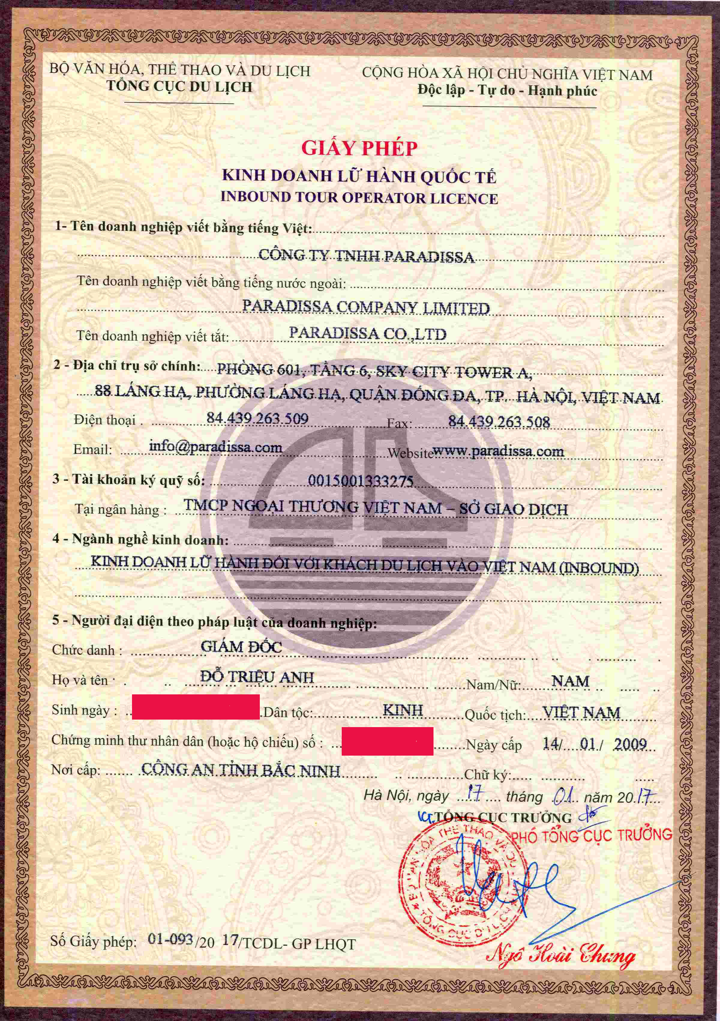 Vietnam Tour Operator License